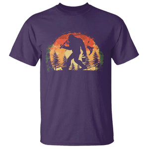 Bigfoot Fishing T Shirt Funny Retro Sasquatch Fisherman Dad TS10 Purple Print Your Wear