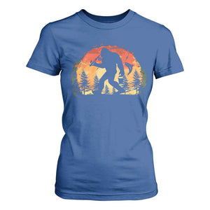 Bigfoot Fishing T Shirt For Women Funny Retro Sasquatch Fisherman Dad TS10 Royal Blue Print Your Wear