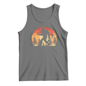 Bigfoot Fishing Tank Top Funny Retro Sasquatch Fisherman Dad TS10 Black Heather Print Your Wear