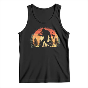 Bigfoot Fishing Tank Top Funny Retro Sasquatch Fisherman Dad TS10 Black Print Your Wear