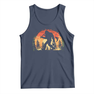 Bigfoot Fishing Tank Top Funny Retro Sasquatch Fisherman Dad TS10 Navy Print Your Wear