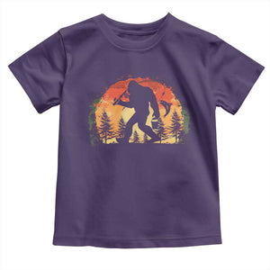Bigfoot Fishing Toddler T Shirt Funny Retro Sasquatch Fisherman Dad TS10 Purple Print Your Wear