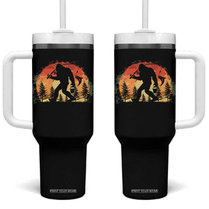Bigfoot Fishing Tumbler With Handle Funny Retro Sasquatch Fisherman Dad TS10 One Size: 40 oz Black Print Your Wear