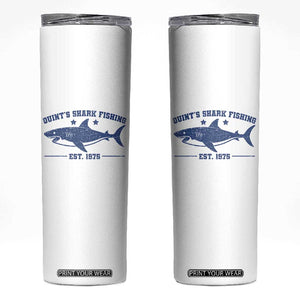 Retro Fisher Birthday Skinny Tumbler Vintage Quints Shark Fishing 1975 TS10 White Print Your Wear