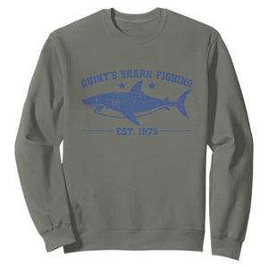 Retro Fisher Birthday Sweatshirt Vintage Quints Shark Fishing 1975 TS10 Military Green Print Your Wear