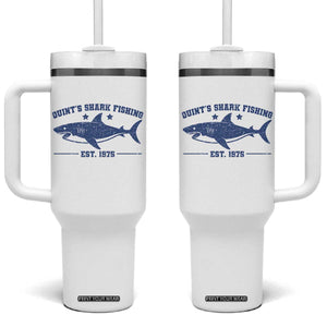 Retro Fisher Birthday Tumbler With Handle Vintage Quints Shark Fishing 1975 TS10 One Size: 40 oz White Print Your Wear