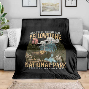 Vintage Yellowstone National Park Throw Blanket Retro Nature Wildlife Outdoor Hiking Camping Forest TS10 Print Your Wear