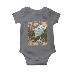 Vintage Yellowstone National Park Baby Onesie Retro Nature Wildlife Outdoor Hiking Camping Forest TS10 Charcoal Print Your Wear