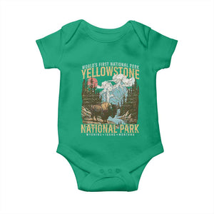 Vintage Yellowstone National Park Baby Onesie Retro Nature Wildlife Outdoor Hiking Camping Forest TS10 Irish Green Print Your Wear
