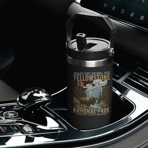 Vintage Yellowstone National Park Flip Straw Tumbler Retro Nature Wildlife Outdoor Hiking Camping Forest TS10 Print Your Wear