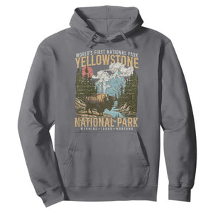 Vintage Yellowstone National Park Hoodie Retro Nature Wildlife Outdoor Hiking Camping Forest TS10 Charcoal Print Your Wear
