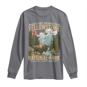 Vintage Yellowstone National Park Long Sleeve Shirt Retro Nature Wildlife Outdoor Hiking Camping Forest TS10 Charcoal Print Your Wear