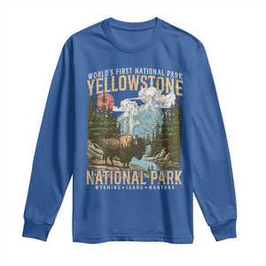 Vintage Yellowstone National Park Long Sleeve Shirt Retro Nature Wildlife Outdoor Hiking Camping Forest TS10 Royal Blue Print Your Wear