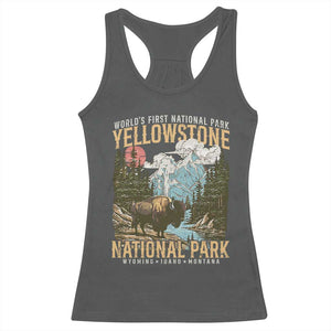 Vintage Yellowstone National Park Racerback Tank Top Retro Nature Wildlife Outdoor Hiking Camping Forest TS10 Dark Heather Print Your Wear