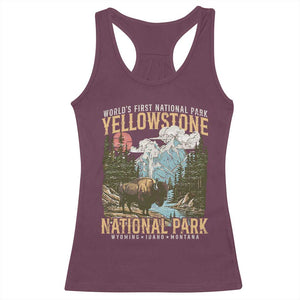 Vintage Yellowstone National Park Racerback Tank Top Retro Nature Wildlife Outdoor Hiking Camping Forest TS10 Maroon Print Your Wear