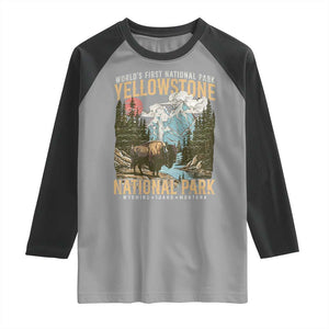 Vintage Yellowstone National Park Raglan Shirt Retro Nature Wildlife Outdoor Hiking Camping Forest TS10 Sport Gray Black Print Your Wear