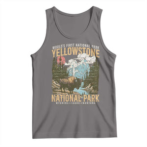 Vintage Yellowstone National Park Tank Top Retro Nature Wildlife Outdoor Hiking Camping Forest TS10 Deep Heather Print Your Wear