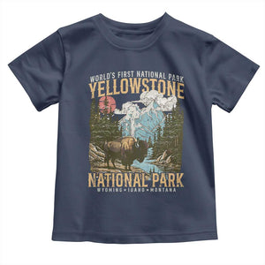 Vintage Yellowstone National Park Toddler T Shirt Retro Nature Wildlife Outdoor Hiking Camping Forest TS10 Navy Print Your Wear