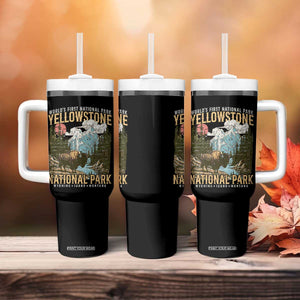 Vintage Yellowstone National Park Tumbler With Handle Retro Nature Wildlife Outdoor Hiking Camping Forest TS10 Print Your Wear