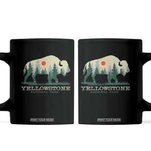 Yellowstone National Park Coffee Mug Bison Nature Wildlife Outdoor Hiking Camping Forest TS10 Black Print Your Wear