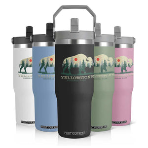 Yellowstone National Park Flip Straw Tumbler Bison Nature Wildlife Outdoor Hiking Camping Forest TS10 Print Your Wear