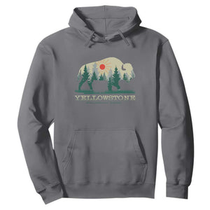 Yellowstone National Park Hoodie Bison Nature Wildlife Outdoor Hiking Camping Forest TS10 Charcoal Print Your Wear