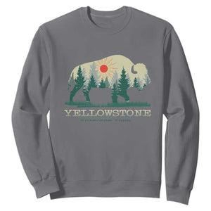 Yellowstone National Park Sweatshirt Bison Nature Wildlife Outdoor Hiking Camping Forest TS10 Charcoal Print Your Wear
