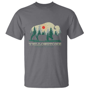 Yellowstone National Park T Shirt Bison Nature Wildlife Outdoor Hiking Camping Forest TS10 Charcoal Print Your Wear