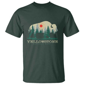 Yellowstone National Park T Shirt Bison Nature Wildlife Outdoor Hiking Camping Forest TS10 Dark Forest Green Print Your Wear