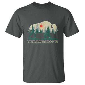 Yellowstone National Park T Shirt Bison Nature Wildlife Outdoor Hiking Camping Forest TS10 Dark Heather Print Your Wear