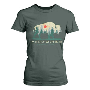 Yellowstone National Park T Shirt For Women Bison Nature Wildlife Outdoor Hiking Camping Forest TS10 Dark Forest Green Print Your Wear