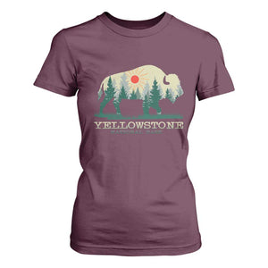 Yellowstone National Park T Shirt For Women Bison Nature Wildlife Outdoor Hiking Camping Forest TS10 Maroon Print Your Wear
