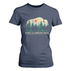 Yellowstone National Park T Shirt For Women Bison Nature Wildlife Outdoor Hiking Camping Forest TS10 Navy Print Your Wear