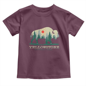 Yellowstone National Park Toddler T Shirt Bison Nature Wildlife Outdoor Hiking Camping Forest TS10 Maroon Print Your Wear