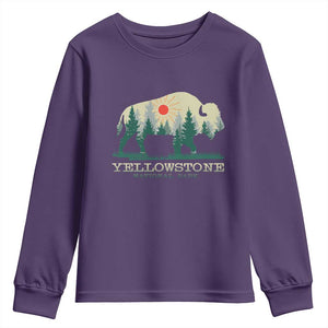 Yellowstone National Park Youth Sweatshirt Bison Nature Wildlife Outdoor Hiking Camping Forest TS10 Purple Print Your Wear