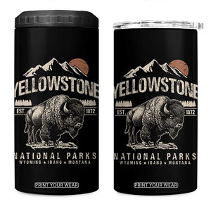Vintage Yellowstone National Park 4 in 1 Can Cooler Tumbler Retro Bison Nature Wildlife Forest TS10 One Size: 16 oz Black Print Your Wear