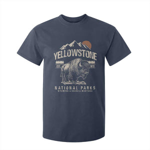 Vintage Yellowstone National Park T Shirt For Kid Retro Bison Nature Wildlife Forest TS10 Navy Print Your Wear
