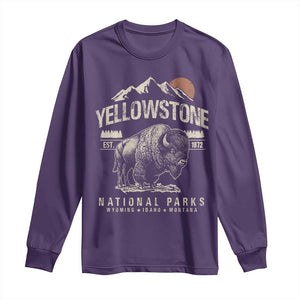Vintage Yellowstone National Park Long Sleeve Shirt Retro Bison Nature Wildlife Forest TS10 Purple Print Your Wear
