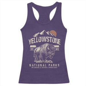 Vintage Yellowstone National Park Racerback Tank Top Retro Bison Nature Wildlife Forest TS10 Purple Print Your Wear