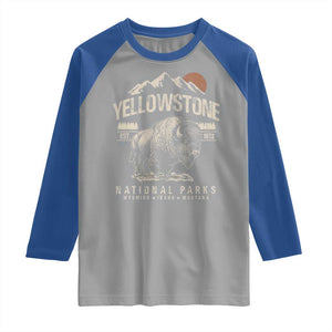 Vintage Yellowstone National Park Raglan Shirt Retro Bison Nature Wildlife Forest TS10 Sport Gray Royal Print Your Wear