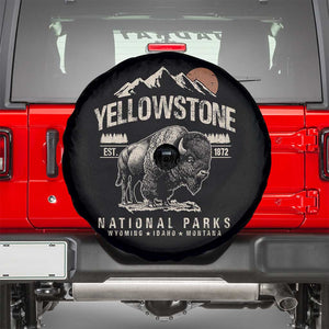 Vintage Yellowstone National Park Spare Tire Cover Retro Bison Nature Wildlife Forest TS10 Black Print Your Wear