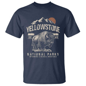 Vintage Yellowstone National Park T Shirt - Retro Bison Nature Wildlife Forest Tee TS10 Navy Print Your Wear