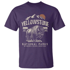 Vintage Yellowstone National Park T Shirt - Retro Bison Nature Wildlife Forest Tee TS10 Purple Print Your Wear