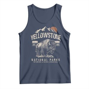 Vintage Yellowstone National Park Tank Top Retro Bison Nature Wildlife Forest TS10 Navy Print Your Wear