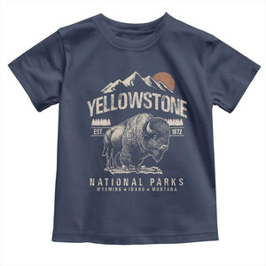 Vintage Yellowstone National Park Toddler T Shirt Retro Bison Nature Wildlife Forest TS10 Navy Print Your Wear