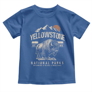 Vintage Yellowstone National Park Toddler T Shirt Retro Bison Nature Wildlife Forest TS10 Royal Blue Print Your Wear