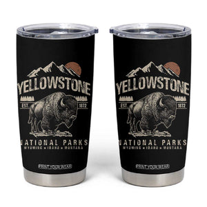 Vintage Yellowstone National Park Tumbler Cup Retro Bison Nature Wildlife Forest TS10 Black Print Your Wear