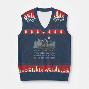 Retro Nature Wildlife Outdoor V-Neck Knit Sweater Vest Camping Forest Hiking Vintage TS10 Navy Red Print Your Wear