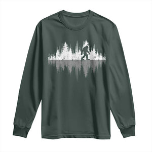Bigfoot In The Forest Long Sleeve Shirt Sasquatch Trees Reflection Wildlife Nature Outdoor Wild Retro TS10 Dark Forest Green Print Your Wear