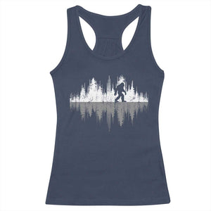 Bigfoot In The Forest Racerback Tank Top Sasquatch Trees Reflection Wildlife Nature Outdoor Wild Retro - Print Your Wear